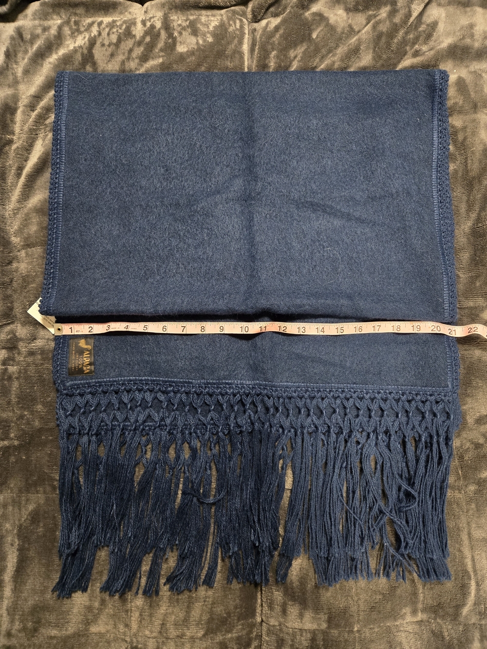Blue Peruvian Alpaca Fringe Shawl